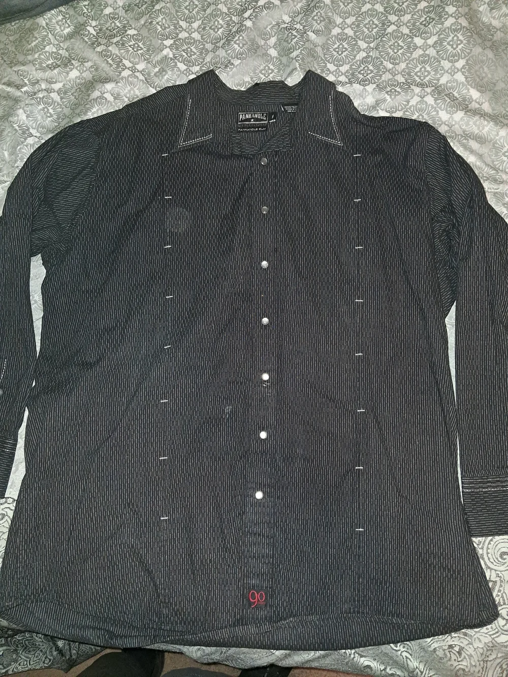 Vintage Panhandle Slim Wear Embroidered Pearl Snap Button Up w. Decorative Shirt
